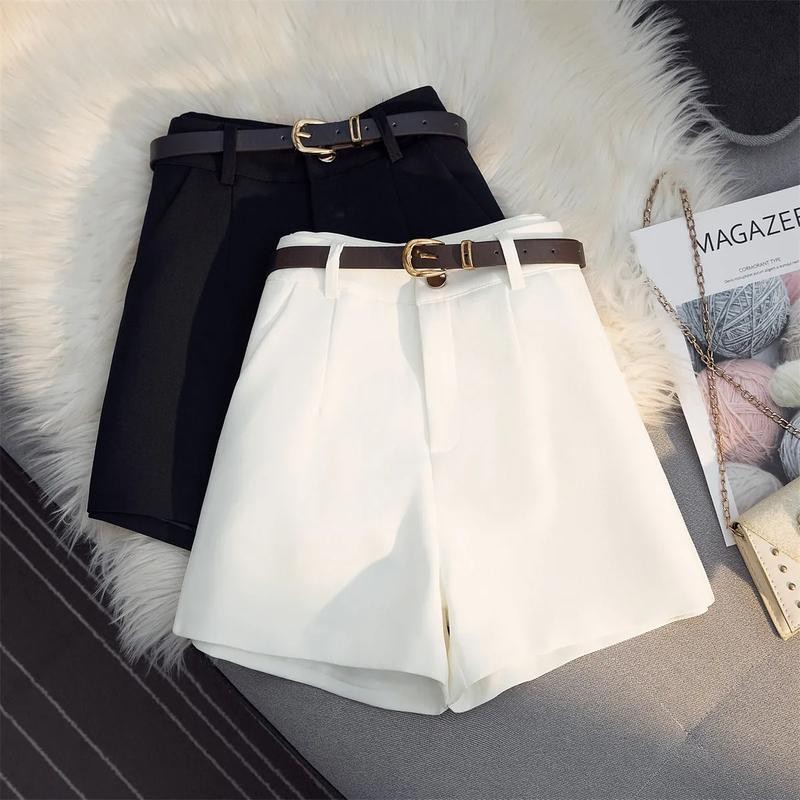 MIMI&DIDI#กางเกงขาสั้นเอวสูงพร้อมเข็มขัดสำหรับผู้หญิง#99207