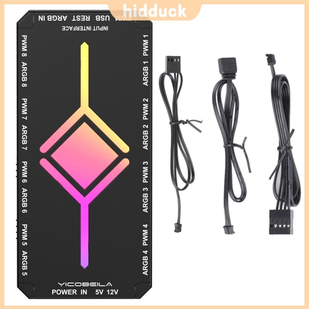 5V 3PIN ARGB 4PIN PWM Hub ARGB พัดลมคอนโทรลเลอร์ SATA Powered ARGB/PWM Hub Controller PWM พัดลม/ARGB