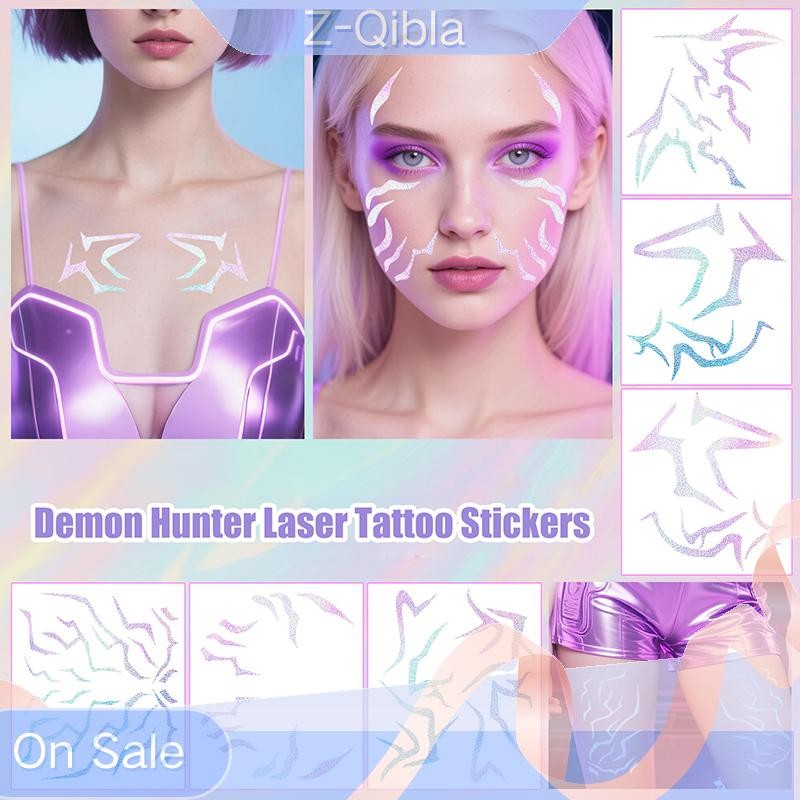 [Z-Qibla-t] สติกเกอร์รอยสักชั่วคราวสีม่วง สำหรับคอสเพลย์และฮัลโลวีน