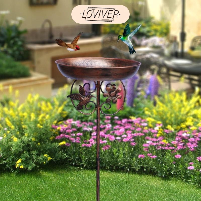 อ่างนกอิสระ ชามพร้อมสถาก, ถาดให้อาหารนกตกแต่งสําหรับสวน, ชามน้ําสําหรับระเบียง, สนามหญ้า, ลาน, รั้ว - รูปที่ 3