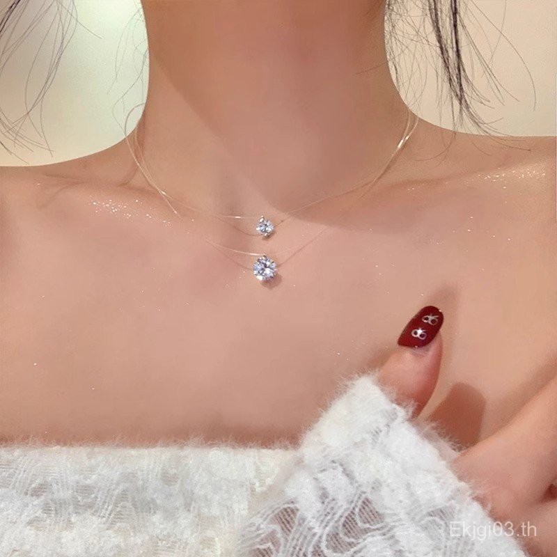 สร้อยคอโปร่งใส Strobe Zircon ดีไซน์เรียบหรูสำหรับผู้หญิง OT1L