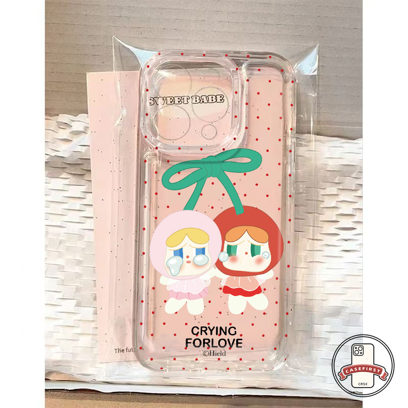 เคสไอโฟน11 ตลกน่ารักจุดเชอร์รี่ทาสีอ่อนนุ่ม สำหรับ IPhone 13 15 14 11 16 12 Pro Max X 8 7 14 15 16 Plus XS Max XR SE2020