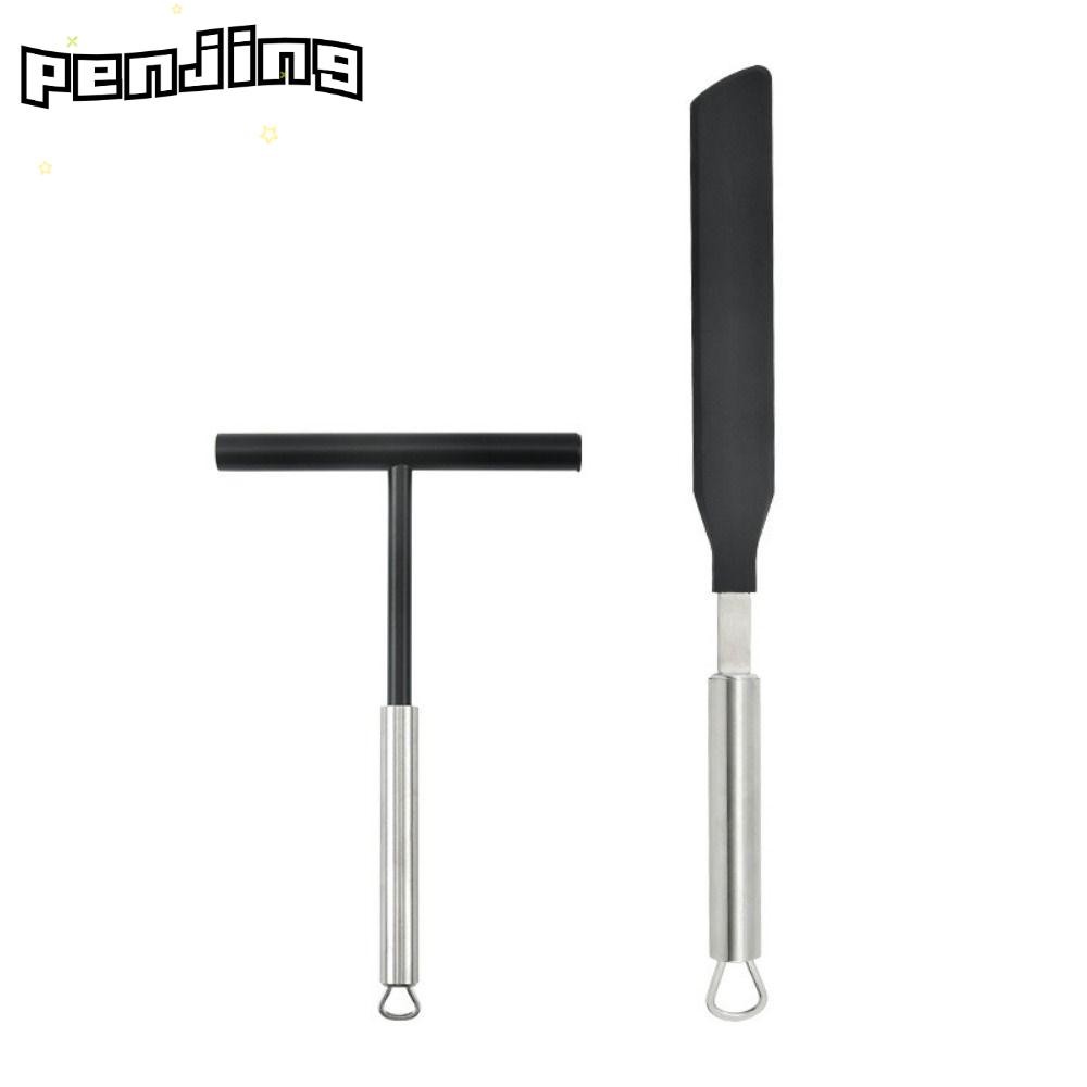 PENJING French Crepe Spreader, Non Stick T Shape Cake Spreader, สแตนเลสทนทานพร้อมแขวน Hole Batter Sp