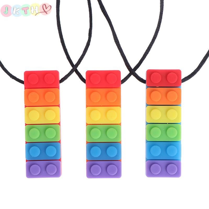 JKTH Baby Rainbow Teether สร้อยคอซิลิโคน Teethers Chew Sensory เป็นมิตรกับสิ่งแวดล้อมกัด JKK