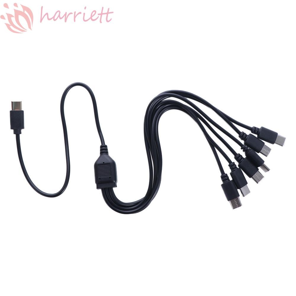HARRIETT สายแยก USB C, 6 in 1 Type-C Micro-USB Multi USB C ถึง USB C สาย, แบบพกพา USB Y Splitter 50c