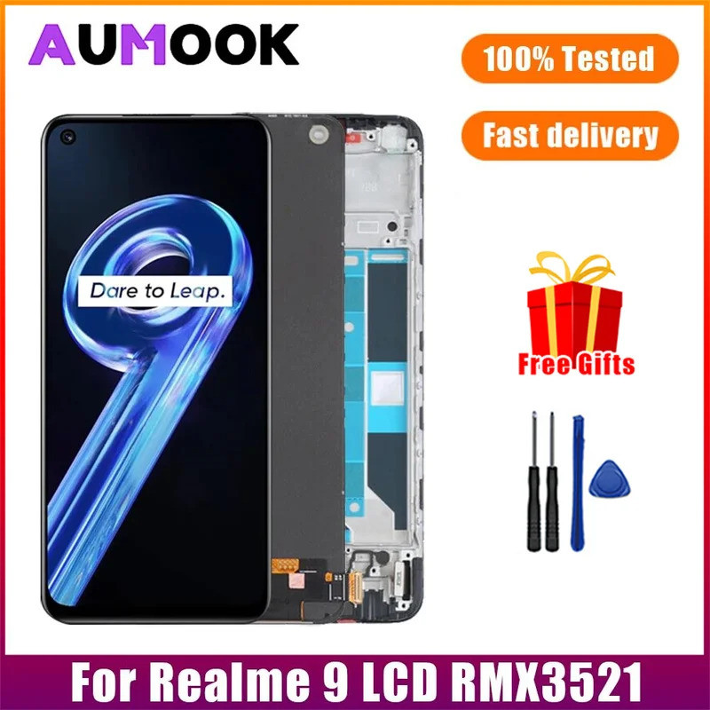 Super AMOLED สําหรับ Realme 9 LCD Touch Screen Digitizer Assembly สําหรับ Realme9 RMX3521 กรอบ LCD