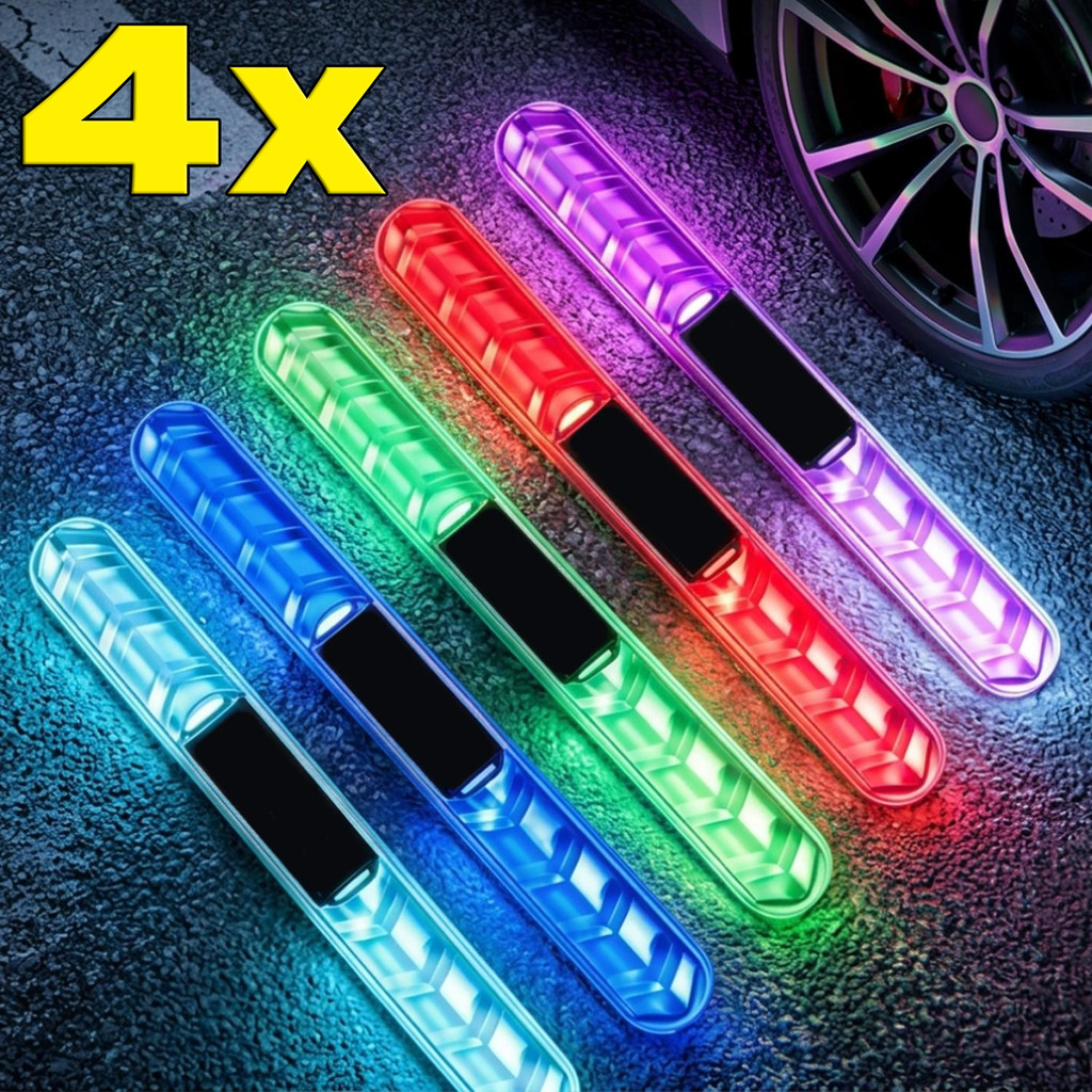 [AUTO & 3C] 1/2/4 ชิ้นความสว่างสูง LED ไฟเตือนพลังงานแสงอาทิตย์ Multicolor Auto Anti Collision โคมไฟซิลิโคน Strip แบบพกพาบรรยากาศ Glow Stick /ราคาดี
