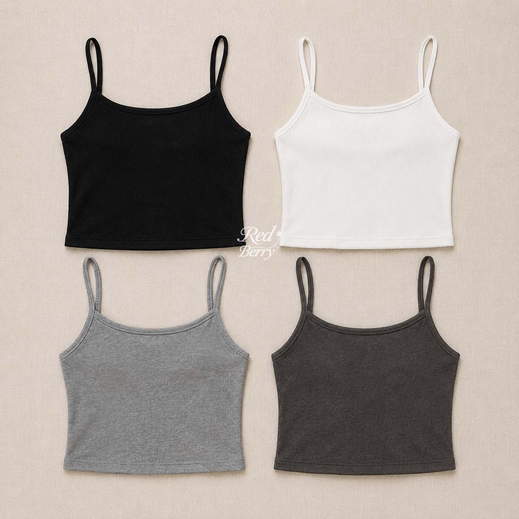 Red Berry เสื้อสายเดี่ยวสีพื้น ด้านหลังแต่งลูกไม้ สายเล็กบาง ๆ X585