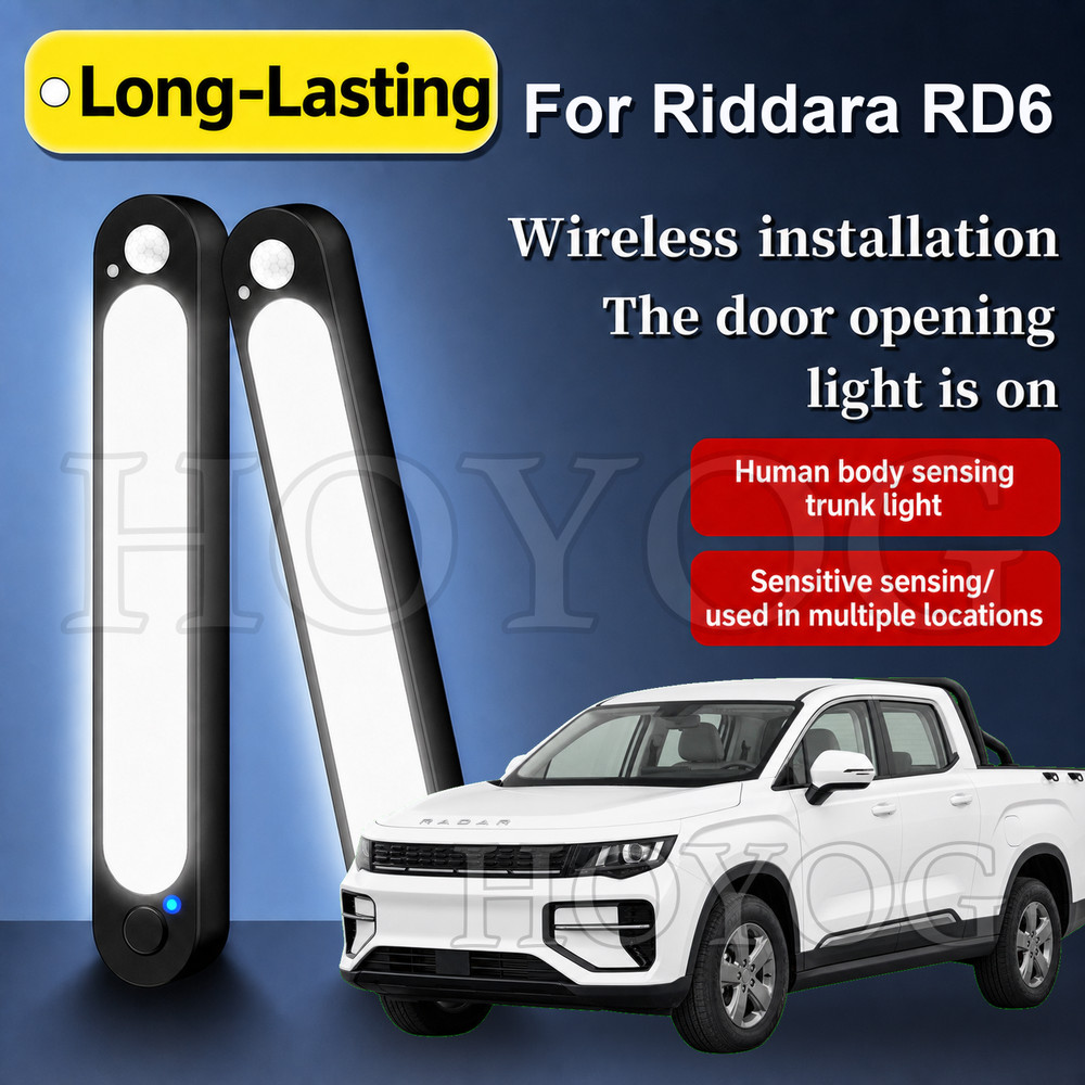 สําหรับ Riddara RD6 2022-2026 รถ Trunk Light LED โคมไฟเซ็นเซอร์ไร้สายติดติดตั้งง่ายภายในห้องโดยสารแม่เหล็กประเภท C ชาร์จ Night ขับรถ Boot Cargo Light รถกระบะ Cargo
