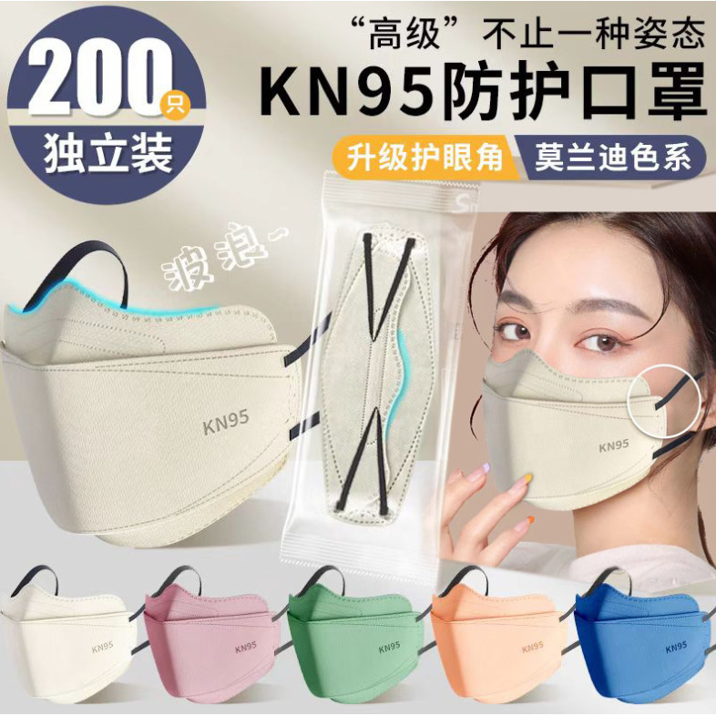 ใหม่ 50 ชิ้น Monogram ตาราง KN95 3D Earloop 4Ply หน้ากากฮิญาบ ผู้ใหญ่ แบบใช้แล้วทิ้ง