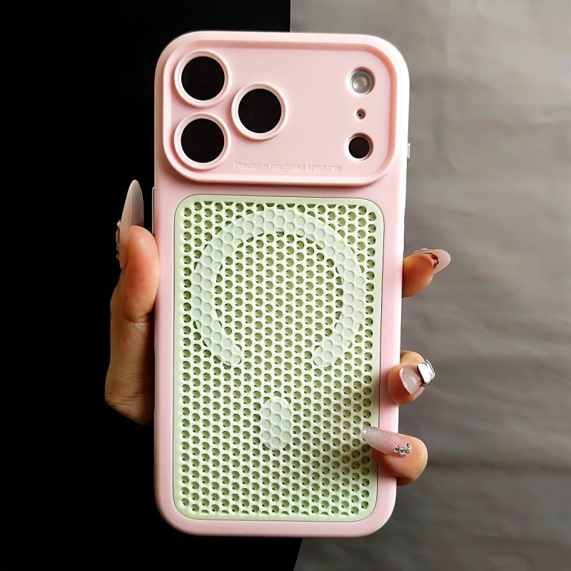 เคสแข็งอะคริลิค Matte Cellular cooling/สีชมพู case เข้ากันได้ สำหรับ ไอโฟน 17 16 15 14 13 มือโปร สูงสุด เป็นมิตรกับผิวกันกระแทกฝาหลัง