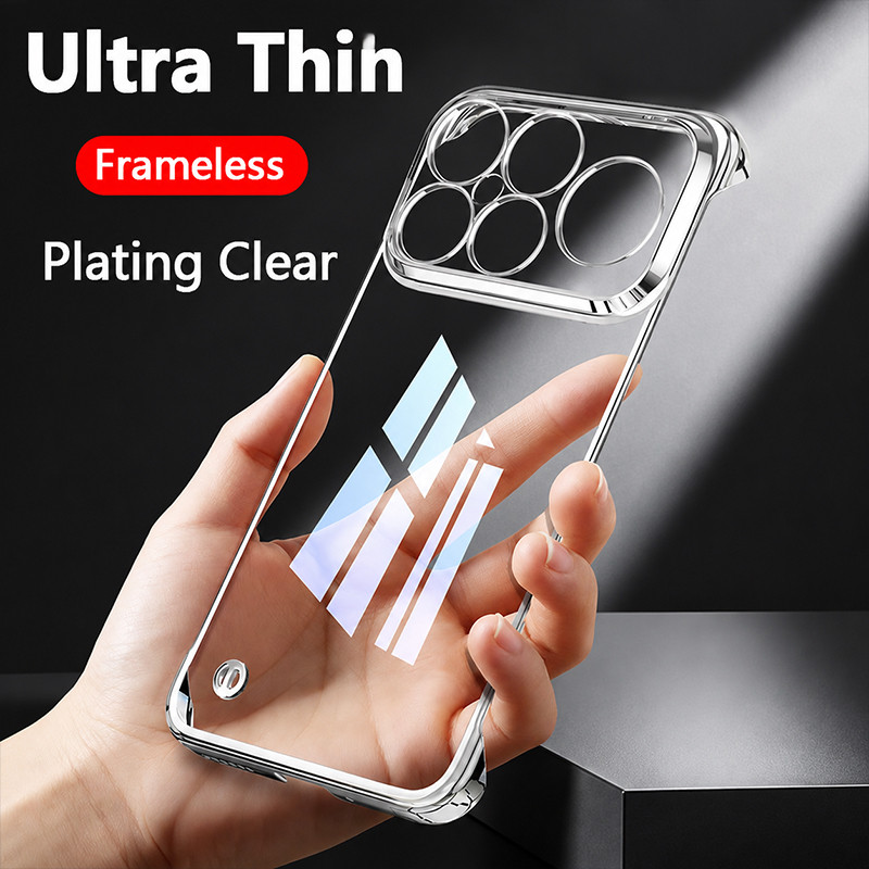 ULTRA PRO หรูหราชุบเคสโทรศัพท์โปร่งใสไร้กรอบสําหรับXiaomi Redmi K90 Pro K90 Max Poco F8 Ultra ProกันกระแทกAnti-Dropกันชนที่มีสีสันSlim Hard Shellป้องกันปกหลัง