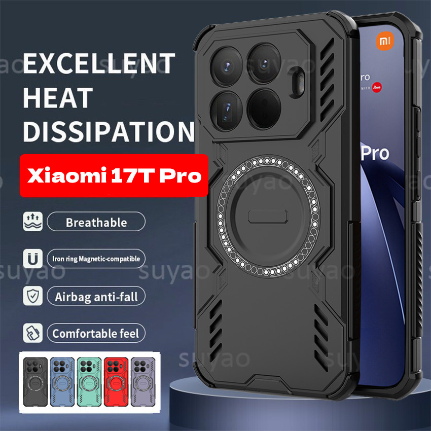 สําหรับ Xiaomi 17T Pro 17TPro 2026 เกราะเคสโทรศัพท์ Magnetic Attraction ปลอก Xiaomi17T Mi การกระจายความร้อนกันกระแทกแฟชั่นเลนส์ป้องกันฮาร์ดปกหลัง