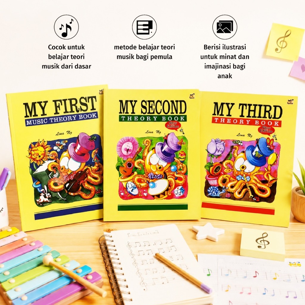 My First Second Third Music Theory Book Lina Ng Rhythm MP Piano Guitar
