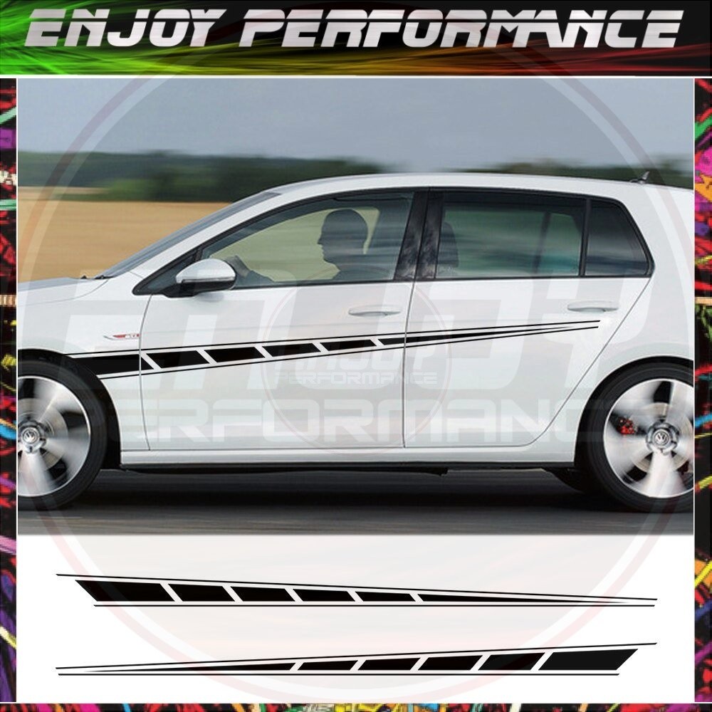 2PCS รถประตูด้านข้างกระโปรงสติกเกอร์สําหรับ Volkswagen VW GTI MK7 MK5 MK6 MK4 Auto Body Tuning อุปกร