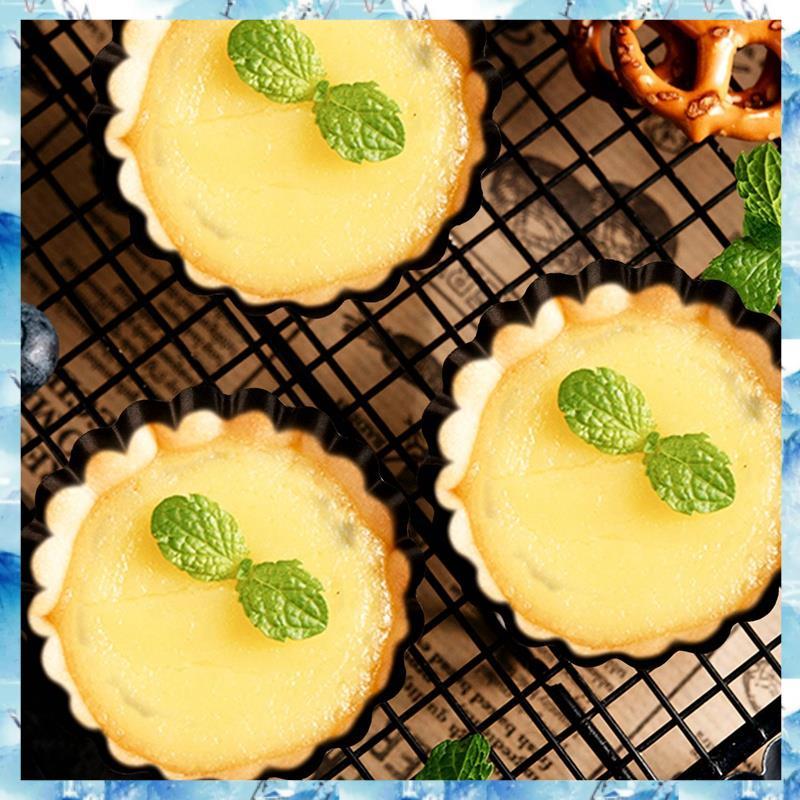 [ ] ถาดทาร์ตชุด 6 ชิ้น,กระทะ Quiche ขนาด 4 นิ้วขนาดเล็กแบบถอดด้านล่างกระทะเหล็กหล่อ Quiche สําหรับทํ