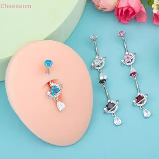 Cheesenm คริสตัลเงา Dangle Belly ปุ่มแหวนสแตนเลส Zircon Universe รูปแบบเครื่องประดับสําหรับ Beach Party สวมใส่ทุกวัน TH