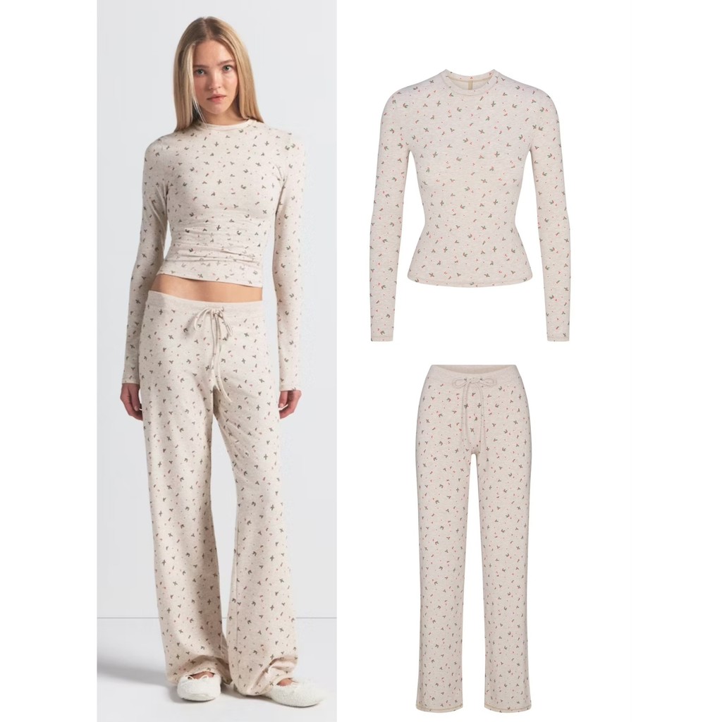 IPC3 Skims Christmas Limited สไตล์ใหม่ของแท้ไหล่รอบคอ Slimmer ดูแขนยาว Slim-Fit Top All-