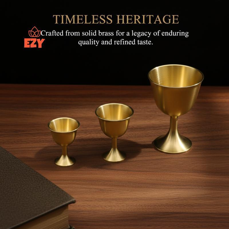 EZY แก้วทองเหลืองสําหรับงานหนักสําหรับเบียร์ทองแดงสีแดงขอบเรียบ Drinkware สําหรับ Home Office Bar ให