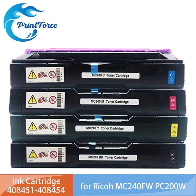 4500หน้า 408451 408452 408453 408454 ตลับหมึกไม่มีชิปเข้ากันได้สําหรับ Ricoh MC240FW PC200W MC240 PC