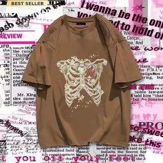 ( ร้านเสื้อยืดผู้ชาย) เสื้อยืดลายกระดูก Oversize Street Style วินเทจ พร้อมส่ง เสื้อยืดแฟชั่น ชายหญิง ใส่สบาย มีหลายสี