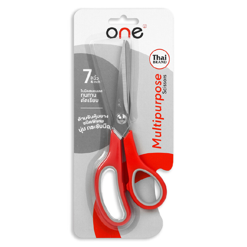 ONE กรรไกร รุ่น BR2 สีแดง-เทา ขนาด 7 3/4 นิ้ว