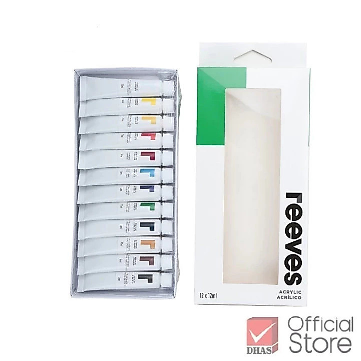 Reeves สีอะคริลิค ชุด 12 สี 12 มล. #0007700 จำนวน 1 กล่อง