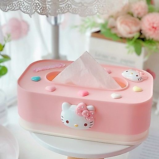 【Life-365】กล่องใส่ทิชชู่ลายการ์ตูน Hello Kitty น่ารักสําหรับห้องนอนห้องนั่งเล่นห้องนอน