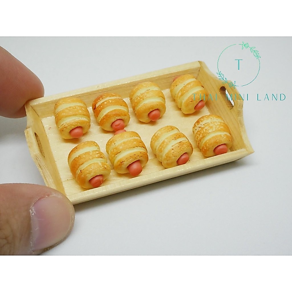 ขนมจิ๋ว ขนมปังไส้กรอก (ราคา/ชิ้้น) ขนมปังไส้กรอกจิ๋ว ขนม ขนมดินปั้น #ของจิ๋ว