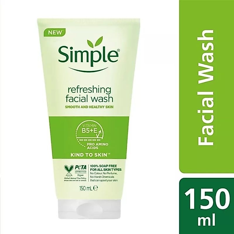 พร้อมส่ง ซิ​มเพิล​ Simple Facial Wash Refreshing 150ml. Exp 2028 แท้100%