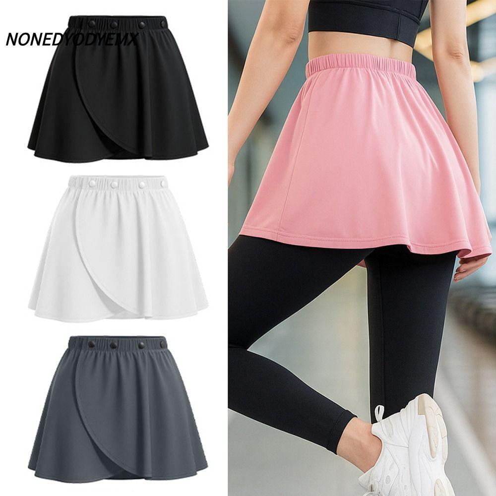 NONEDYODYEMX กระโปรงบัลเล่ต์, กระโปรงเต้นรําระบายอากาศเอวสูง, ทนทานไม่สมมาตร Hem Side Slit บัลเล่ต์ Tutu Dance Practice