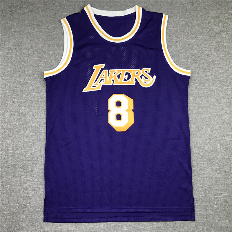 เสื้อบาสเก็ตบอล Jersey Lakers MN Retro ปักเสื้อกีฬา#8 ลูกบาสเก็ตบอล KOBE LAKERS