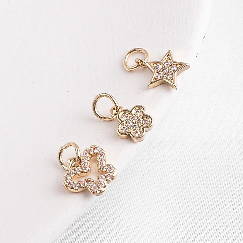จี้ 14K Gold-Packed Color Retention Five-Pointed Star Butterfly ดอกเล็ก diy