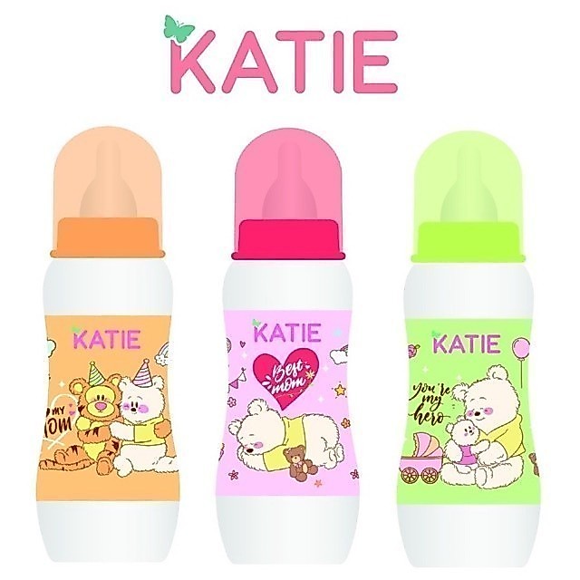 สต็อคไทย รุ่นใหม่ จุกไม่ดูดไม่ไหล KATIE (เคที่) ขวดนมเด็ก ขวดนมคอแคบ ขนาด 2, 4 และ 8oz.