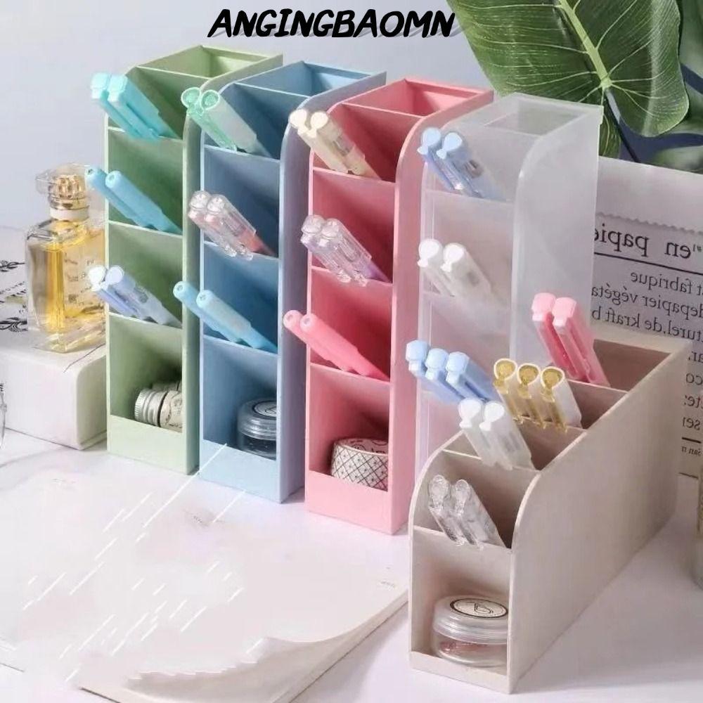 กล่องเก็บปากกา ANGINGBAOMN, ความจุขนาดใหญ่โต๊ะเครื่องเขียนที่เก็บที่ใส่ปากกาเฉียง, การออกแบบเฉพาะ 4 กริดสไตล์ INS|กล่องแปรงแต่งหน้าสีนักเรียน