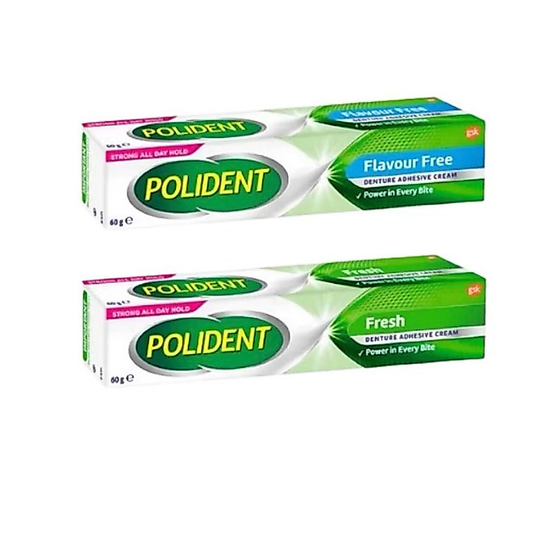 [ฉลากนอก] POLIDENT DENTURE ADHESIVE CREAM 60G | FLAVOR FREE | FRESH MINT โพลิเดนท์ ครีมติดฟันปลอม