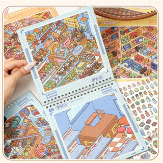 คอลเลกชันสติ๊กเกอร์ฉากจิ๋ว| Spectrafab ชุดสติ๊กเกอร์ทิวทัศน์กันน้ำ 3 มิติ 27 ชิ้น สำหรับวารสาร ตู้เย็น ร้านขายของชำ