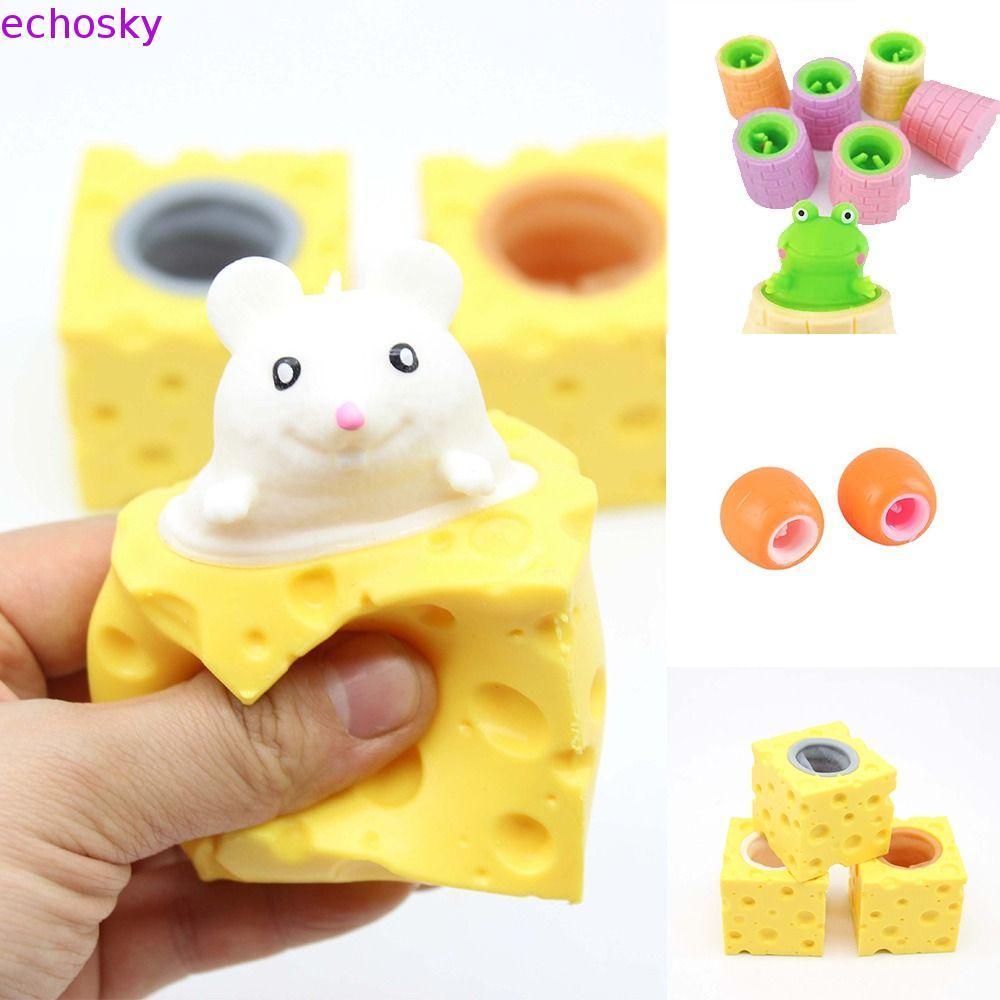 ECHOSKY Pop Up ของเล่นบีบ,ชีสเมาส์กบของเล่นบีบอัด,แปลกใหม่สีสุ่มการ์ตูนออกแบบแครอทกระต่ายหยิกของเล่นเด็กของเล่น