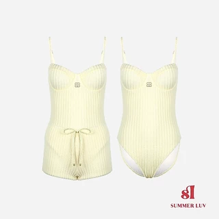 [SUMMER LUV] ส่งไวจากไทย สีดำ สีขาว สามสีเหล็กรองรับแถบแนวตั้งชุดว่ายน้ําชิ้นเดียวนักมวยชุดสองชิ้น