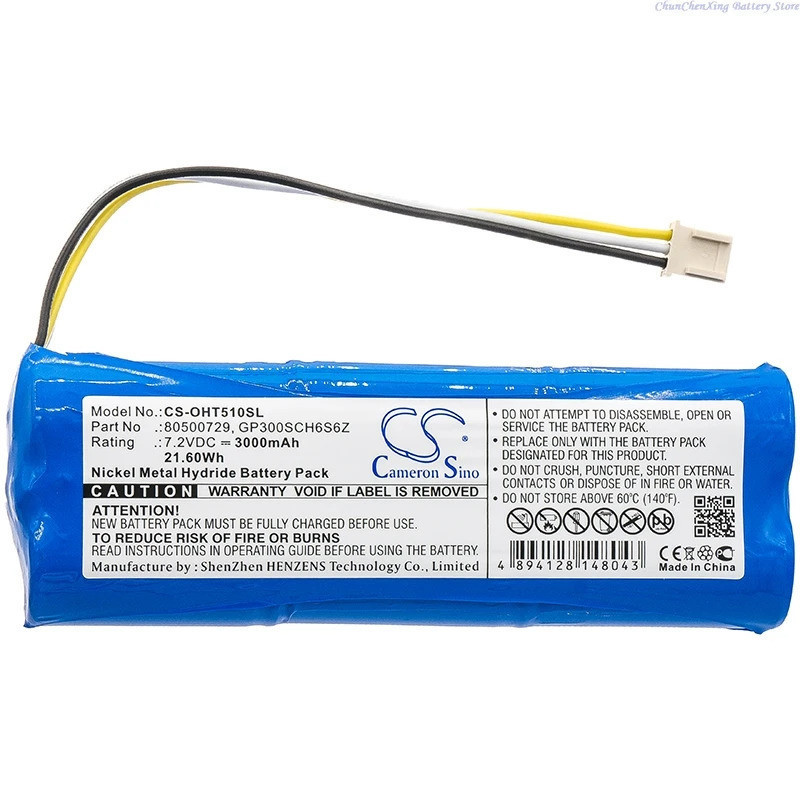 แบตเตอรี่ CS 7.2V 3000mAh 80500729,GP300SCH6S6Z สําหรับ Ohaus Defender 5000 เครื่องชั่งแบบตั้งโต๊ะ, 