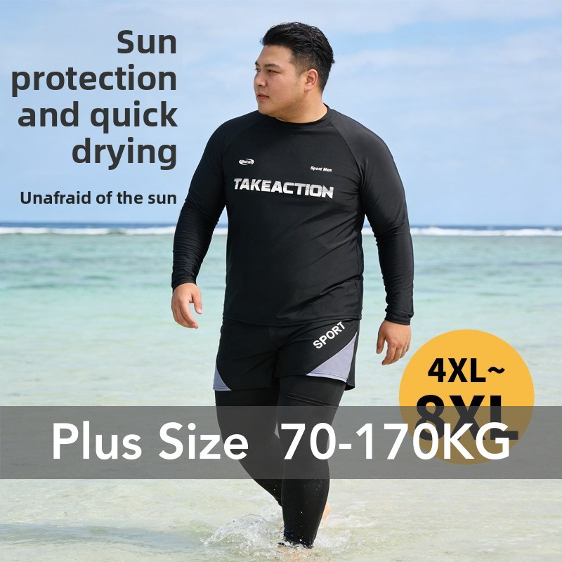 Oversize Men Summer Relaxed Fit Fast-Drying Plus Size Casual Swim Top & Shorts Set