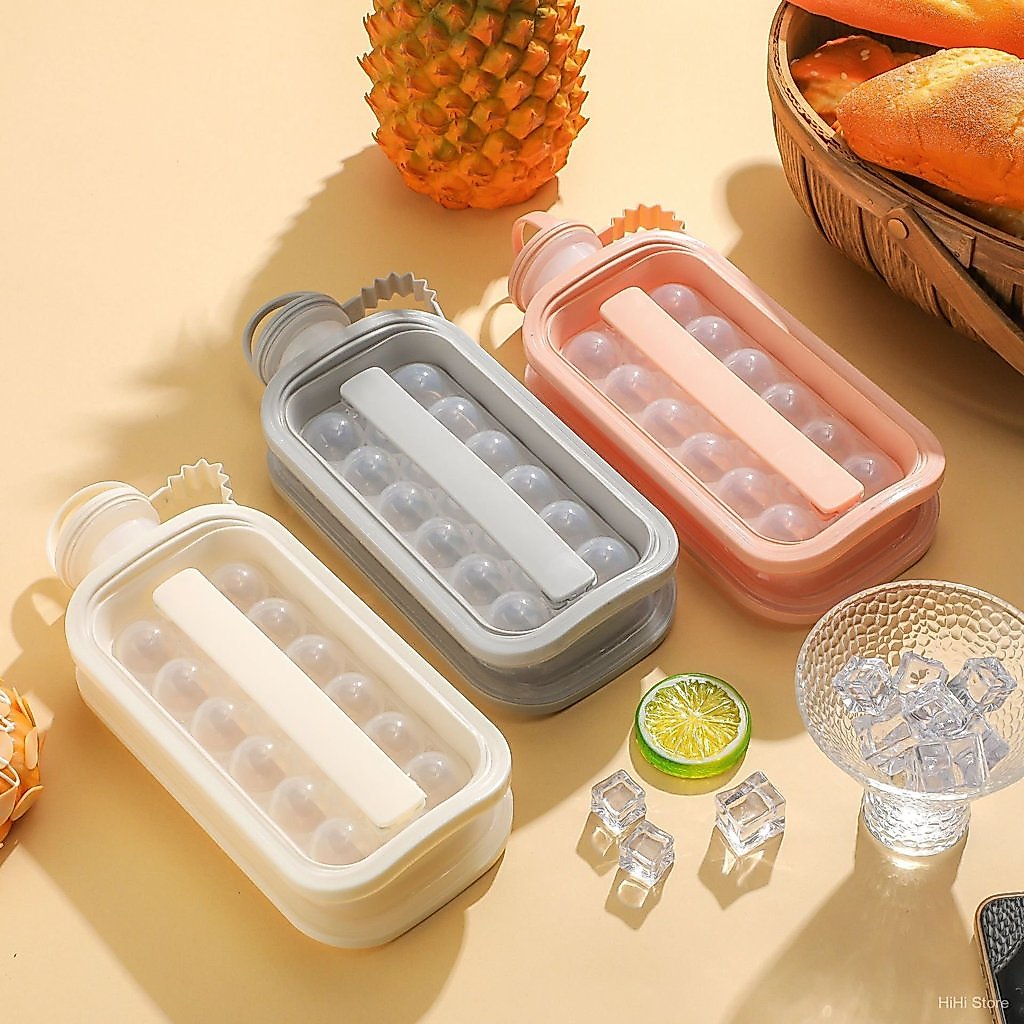 ขวดทำน้ำแข็งก้อนกลม 2-in-1 ซิลิโคน ทำน้ำแข็ง สำหรับใช้ในบ้าน พกพา