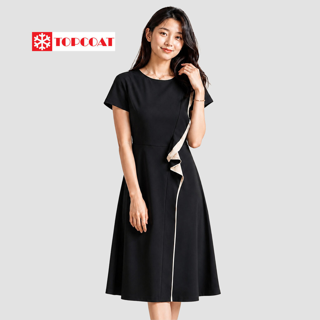 TOPCOAT เดรสแต่งรระบายแขนสั้น (Y5411) ทรงเข้ารูป มีซิปด้านหลังสวมใส่ง่ายขึ้น (1 ตัว)