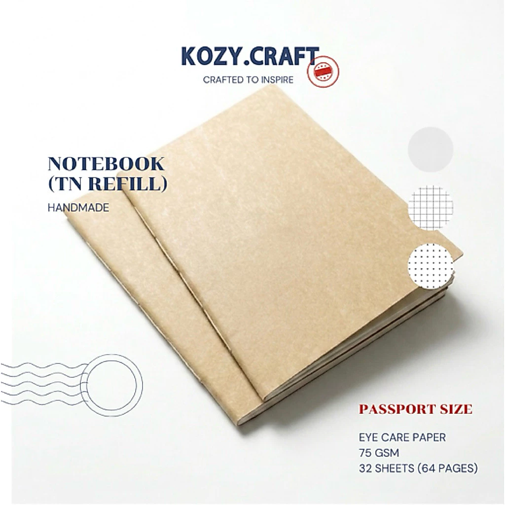 สมุดบันทึก - Traveler’s notebook Refill • 75 gsm (Passport Size) • สมุดทำมือ handmade