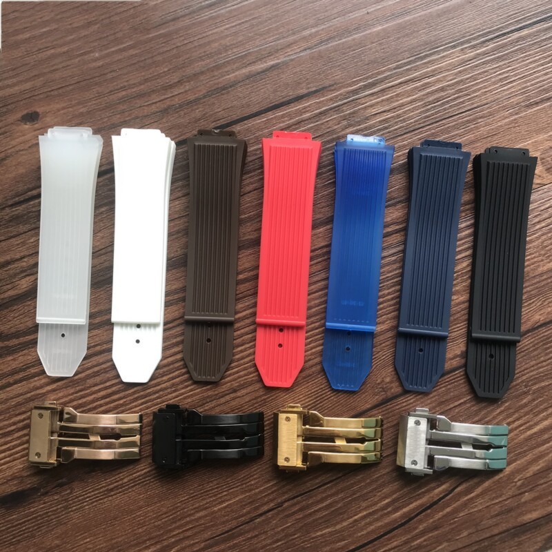 เหมาะสําหรับ Hengbao สายนาฬิกายางชาย HUBLOT UBLOT ระเบิดสร้อยข้อมือซิลิโคนโปร่งใสสีขาว 26 * 17 มม.