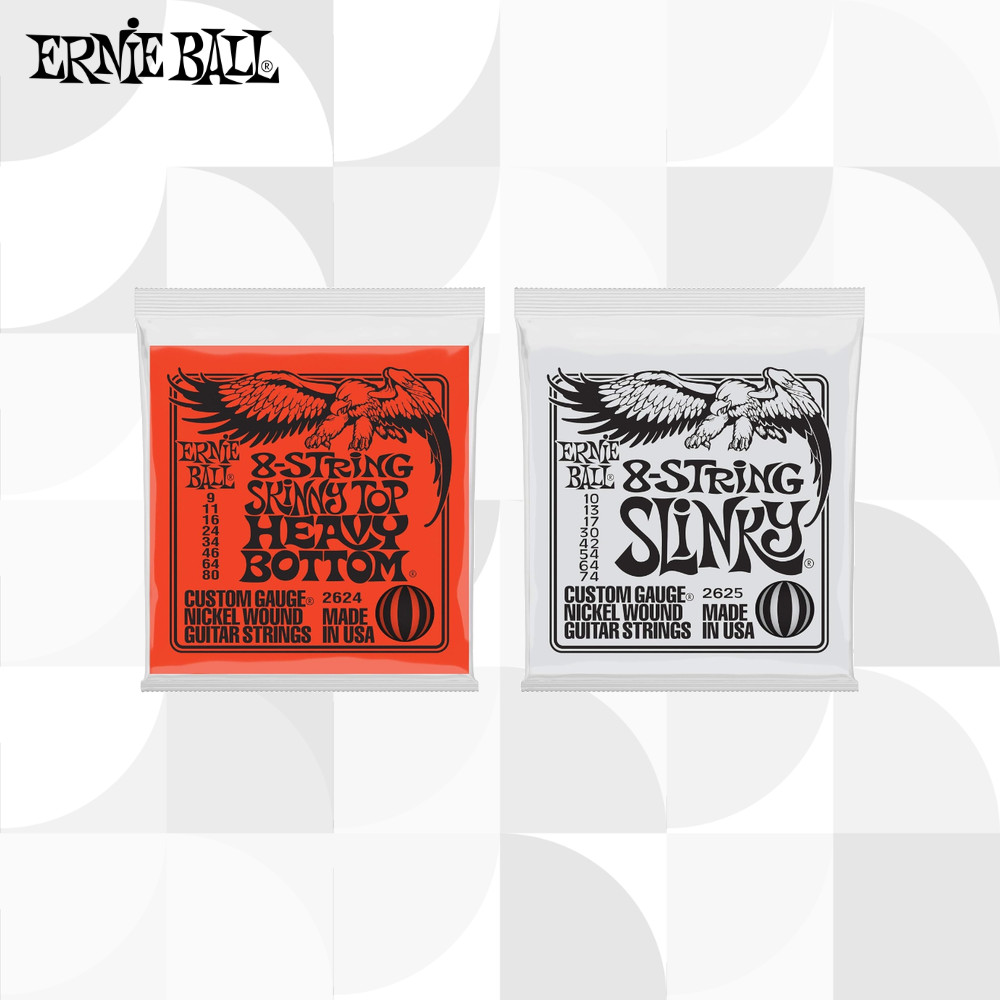 ERNIE BALL Slinky Nickel 2624/2625 Skinny Top Heavy Bottom/Slinky 8-String Electric Guitar Strings ส