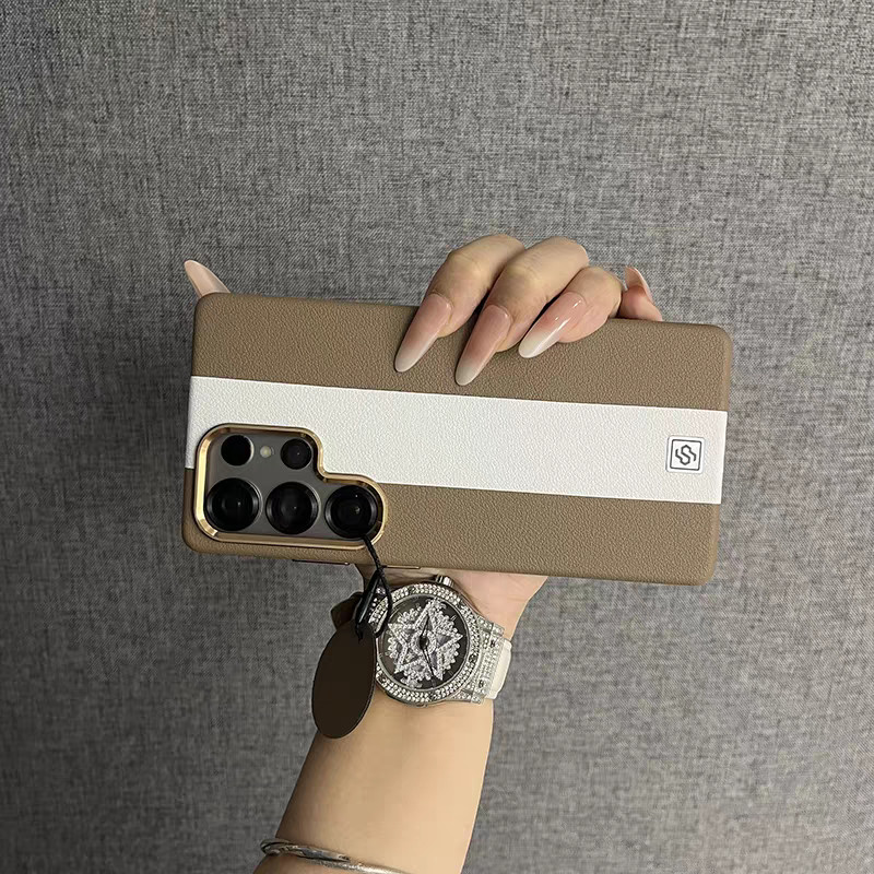 HOCE หรูหราคู่สี PU หนังแม่เหล็กเคสโทรศัพท์สําหรับ Samsung Galaxy S24 S25 Ultra ธุรกิจเลนส์โลหะผสมปกหลังกันกระแทก - รูปที่ 2