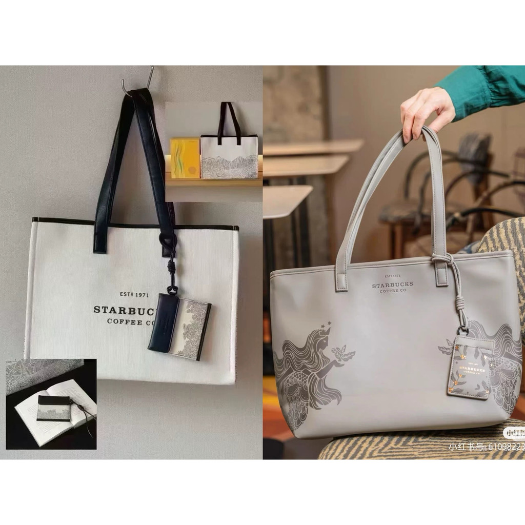 Ins Starbucks กระเป๋า tote กลิ่นกาแฟมิสเตอรีชาโดว์ ขนาดใหญ่ พกพาสะดวก สำหรับผู้หญิง