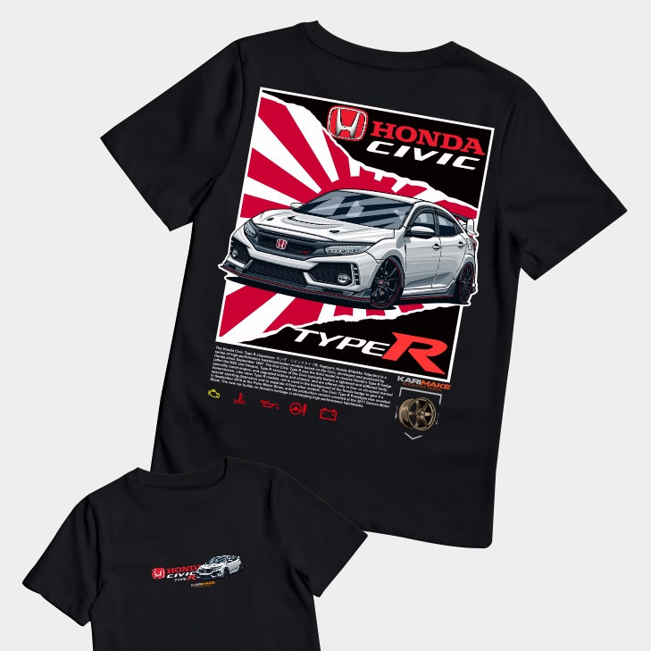 ⚠️NEW เสื้อยืด สกรีนลาย HONDA CIVIC FC TYPE R JDM 100% Cotton คอกลมแขนสั้น Unisex S-5XL [COD | พร้อมส่ง]