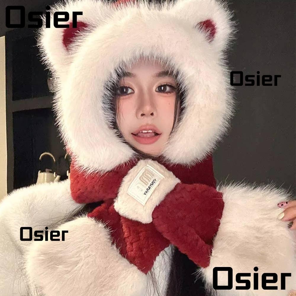 หมวกบีนนี่และผ้าพันคอแบบบูรณาการ ออกแบบเพื่อความอบอุ่นและสะดวกสบาย ในสภาพอากาศหนาวและเหมาะสำหรับกิจกรรมกลางแจ้ง